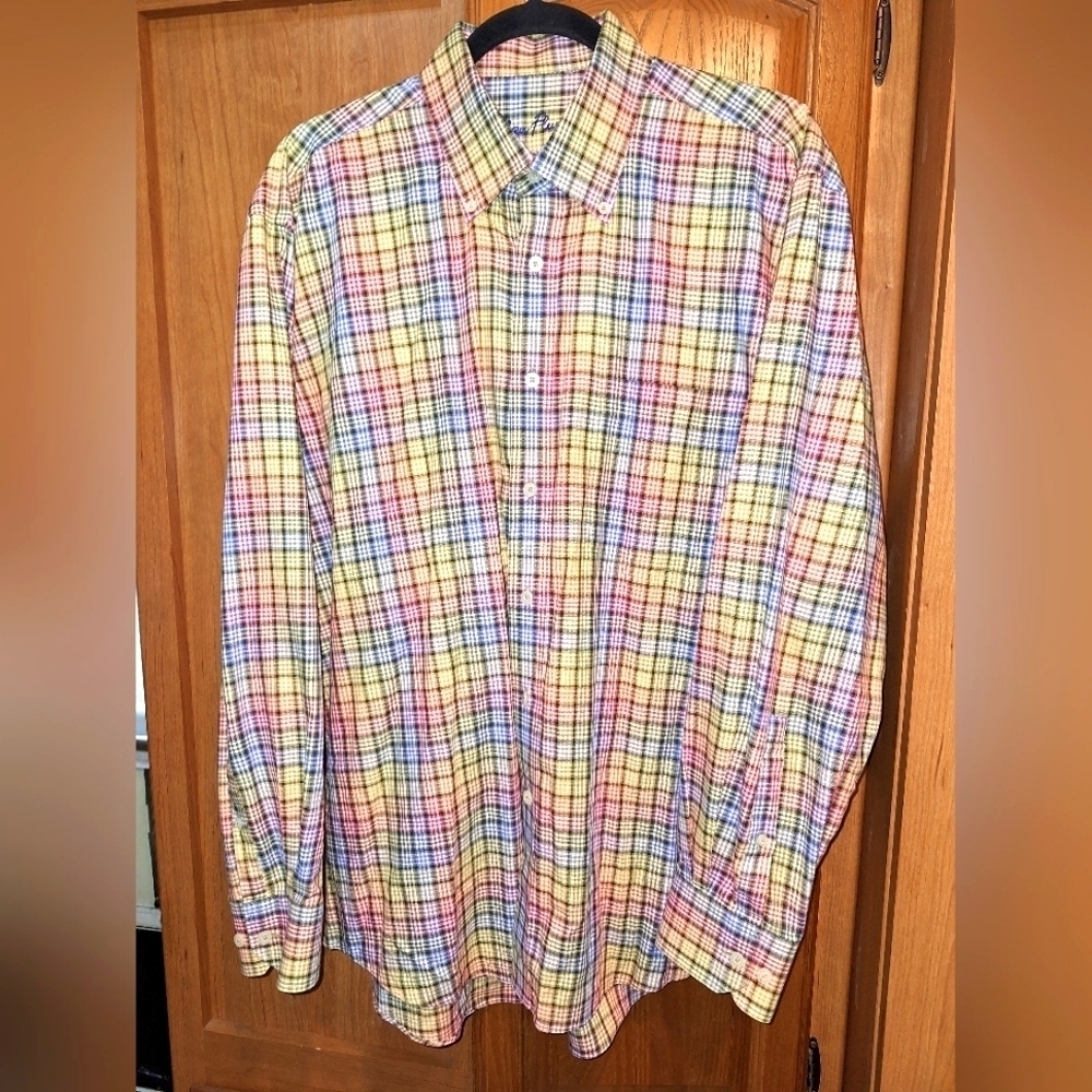 Alan Flusser men's long sleeve button-down multicolored large shirt